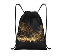 BYwenhopnbs Gold Black Sand Print Drawstring Bag String Bag Lightweight Gym Backpack for Men Women