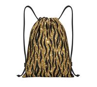 BYwenhopnbs Gold Glitter Animal Print Drawstring Bag String Bag Lightweight Gym Backpack for Men Women