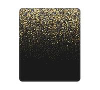 BYwenhopnbs Gold Glitter Black Cool Modern Square Mouse Pad Sewn Edge Design 10&12in