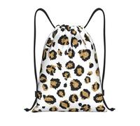 BYwenhopnbs Gold Glitter Black Leopard Animal Print Drawstring Bag String Bag Lightweight Gym Backpack for Men Women