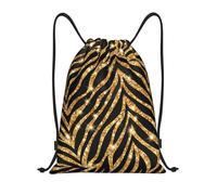 BYwenhopnbs Gold Zebra Animal Print Drawstring Bag String Bag Lightweight Gym Backpack for Men Women