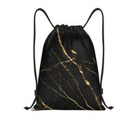 BYwenhopnbs Golden Black Marble Nature Drawstring Bag String Bag Lightweight Gym Backpack for Men Women