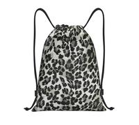 BYwenhopnbs Grey And Black Leopard Pattern Drawstring Bag String Bag Lightweight Gym Backpack for Men Women