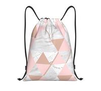 BYwenhopnbs Grey And Pink Rose Gold Marble Diamond Drawstring Bag String Bag Lightweight Gym Backpack for Men Women
