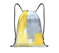 BYwenhopnbs Grey And Yellow Abstract Art Painting Drawstring Bag String Bag Lightweight Gym Backpack for Men Women