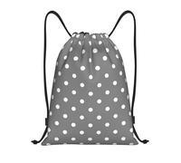 BYwenhopnbs Grey White Polka Dots Drawstring Bag String Bag Lightweight Gym Backpack for Men Women