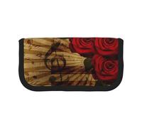 BYwenhopnbs Grunge Rose Vintage Music,Large Capacity Pencil Case, Pen Pouch Organizer Canvas Pencil Bag for Girls
