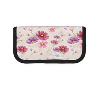 BYwenhopnbs Hand Drawn Cosmos Flower Pattern，Large Capacity Pencil Case, Pen Pouch Organizer Canvas Pencil Bag for Girls