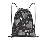BYwenhopnbs Handwritten Hearts Words Love Drawstring Bag String Bag Lightweight Gym Backpack for Men Women