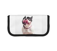 BYwenhopnbs Happy Curious Dog French Bulldog,Large Capacity Pencil Case, Pen Pouch Organizer Canvas Pencil Bag for Girls