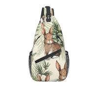 BYwenhopnbs Hare Behind LeafSling Bag for Men Crossbody Small Travel Shoulder Daypack