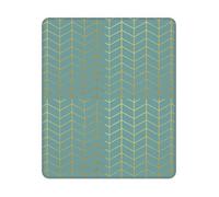 BYwenhopnbs Herringbone Pattern Faux Gold Foil Teal Geometric Square Mouse Pad Sewn Edge Design 10&12in