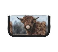 BYwenhopnbs Highland Cow Scottish Wildlife，Large Capacity Pencil Case, Pen Pouch Organizer Canvas Pencil Bag for Girls