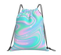 BYwenhopnbs Holographic Abstract Background In Pastel NeonDrawstring Backpack Sports Gym Sackpack Water Resistant String Bag for Women Men
