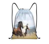 BYwenhopnbs Horses Running Art Drawstring Bag String Bag Lightweight Gym Backpack for Men Women