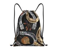 BYwenhopnbs Horseshoes And Autumn Leaves Drawstring Bag String Bag Lightweight Gym Backpack for Men Women