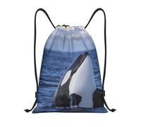 BYwenhopnbs Killer Whales Orca Drawstring Bag String Bag Lightweight Gym Backpack for Men Women