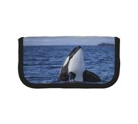 BYwenhopnbs Killer Whales Orca，Large Capacity Pencil Case, Pen Pouch Organizer Canvas Pencil Bag for Girls