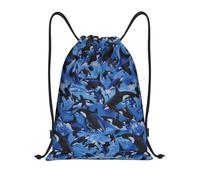 BYwenhopnbs Killer Whales Orcas Sea Drawstring Bag String Bag Lightweight Gym Backpack for Men Women
