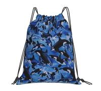 BYwenhopnbs Killer Whales Orcas SeaDrawstring Backpack Sports Gym Sackpack Water Resistant String Bag for Women Men