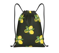 BYwenhopnbs Lemon With Branch And Lilies Bouquet Black Drawstring Bag String Bag Lightweight Gym Backpack for Men Women