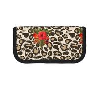 BYwenhopnbs Leopard Hibiscus Flower,Large Capacity Pencil Case, Pen Pouch Organizer Canvas Pencil Bag for Girls