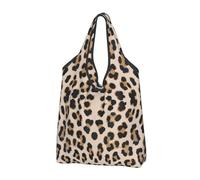 BYwenhopnbs Leopard Print Pattern Foldable Tote Bag, Waterproof Reusable Shopping Fold Up Bag for Travel