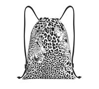 BYwenhopnbs Leopard Tiger Print Black And White Drawstring Bag String Bag Lightweight Gym Backpack for Men Women