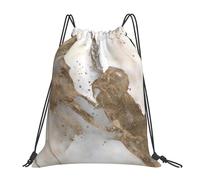 BYwenhopnbs Liquid Marble - Pearl And GoldDrawstring Backpack Sports Gym Sackpack Water Resistant String Bag for Women Men