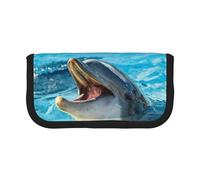 BYwenhopnbs Lovely Dolphin Printed，Large Capacity Pencil Case, Pen Pouch Organizer Canvas Pencil Bag for Girls