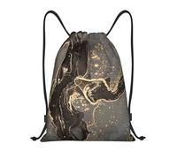 BYwenhopnbs Luxurious Black Gold Marble Drawstring Bag String Bag Lightweight Gym Backpack for Men Women