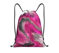 BYwenhopnbs Magenta Black Grey Jewel Tone Fluid Art Swirl Drawstring Bag String Bag Lightweight Gym Backpack for Men Women