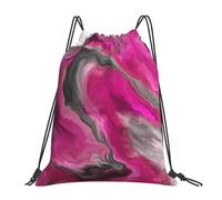 BYwenhopnbs Magenta Black Grey Jewel Tone Fluid Art SwirlDrawstring Backpack Sports Gym Sackpack Water Resistant String Bag for Women Men