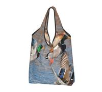 BYwenhopnbs Mallards Duck Hunting Mallard Ducks Foldable Tote Bag, Waterproof Reusable Shopping Fold Up Bag for Travel