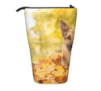 BYwenhopnbs Maple German Shepherd Dog Stand up Pencil case Holder, Telescopic Pencil Bag