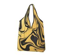 BYwenhopnbs Marble Texture Copper Foldable Tote Bag, Waterproof Reusable Shopping Fold Up Bag for Travel