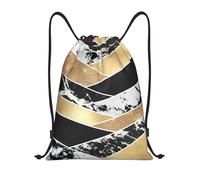 BYwenhopnbs Modern Gold Black White Glitter Marble Geometric Art Drawstring Bag String Bag Lightweight Gym Backpack for Men Women