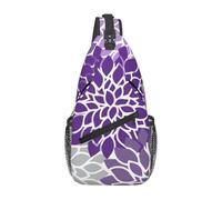 BYwenhopnbs Modern Purple And Gray FloralSling Bag for Men Crossbody Small Travel Shoulder Daypack