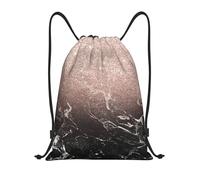 BYwenhopnbs Modern Rose Gold Black Marble Pink Glitter Drawstring Bag String Bag Lightweight Gym Backpack for Men Women