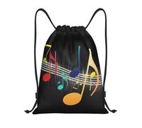 BYwenhopnbs Music Notes 1 Drawstring Bag String Bag Lightweight Gym Backpack for Men Women