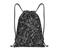 BYwenhopnbs Music Notes Black Drawstring Bag String Bag Lightweight Gym Backpack for Men Women