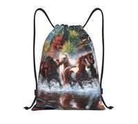 BYwenhopnbs Native American Indians Horses Drawstring Bag String Bag Lightweight Gym Backpack for Men Women