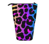 BYwenhopnbs Neon Leopard Print Stand up Pencil case Holder, Telescopic Pencil Bag