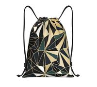 BYwenhopnbs New Art Deco Geometric Pattern Emerald Green And Gold Drawstring Bag String Bag Lightweight Gym Backpack for Men Women