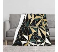 BYwenhopnbs New Art Deco Geometric Pattern Emerald Green And Gold,Super Soft Thick Comfy Cozy Throw Flannel Blanket Couch 60"x50"