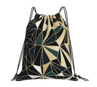 BYwenhopnbs New Art Deco Geometric Pattern Emerald Green And GoldDrawstring Backpack Sports Gym Sackpack Water Resistant String Bag for Women Men