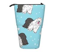 BYwenhopnbs Old English Sheepdog Pattern Stand up Pencil case Holder, Telescopic Pencil Bag