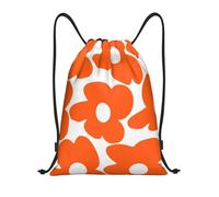 BYwenhopnbs Orange Retro Flowers White Drawstring Bag String Bag Lightweight Gym Backpack for Men Women