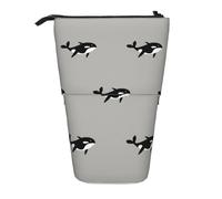 BYwenhopnbs Orca Whale Seamless Pattern Cartoon Style Stand up Pencil case Holder, Telescopic Pencil Bag