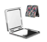 BYwenhopnbs Painted Protea Pattern On White Background Compact Travel Small Mirror, PU Leather Folding Pocket Hand Mirror